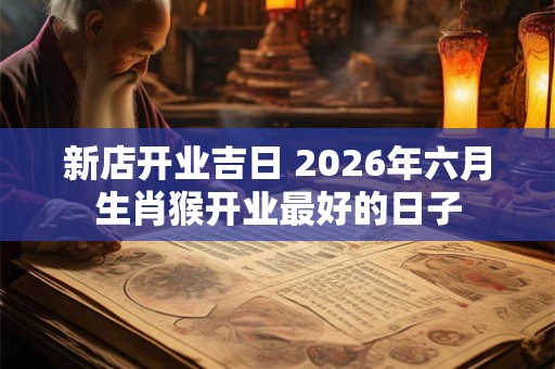 新店开业吉日 2026年六月生肖猴开业最好的日子