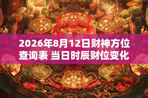 2026年8月12日财神方位查询表 当日时辰财位变化表