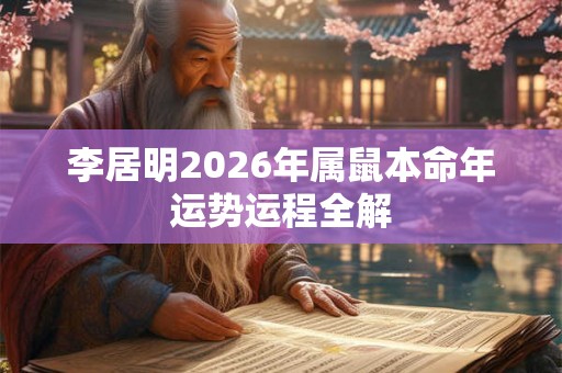 李居明2026年属鼠本命年运势运程全解