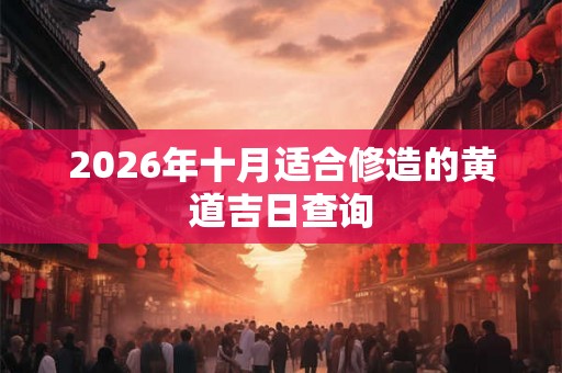 2026年十月适合修造的黄道吉日查询