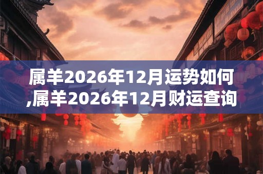 属羊2026年12月运势如何,属羊2026年12月财运查询