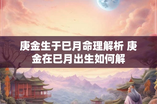 庚金生于巳月命理解析 庚金在巳月出生如何解 庚金生于巳月命理解析 庚金在巳月出生如何解