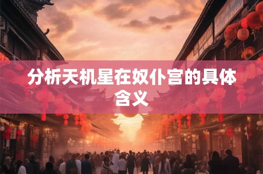 分析天机星在奴仆宫的具体含义 分析天机星在奴仆宫的具体含义