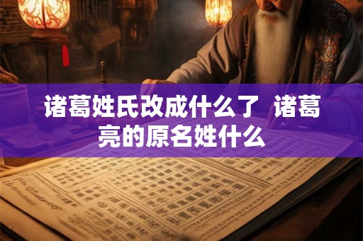 诸葛姓氏改成什么了  诸葛亮的原名姓什么