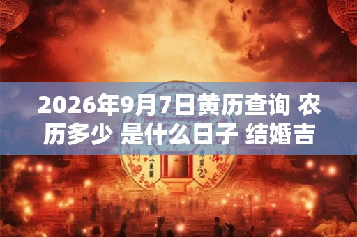 2026年9月7日黄历查询 农历多少 是什么日子 结婚吉时
