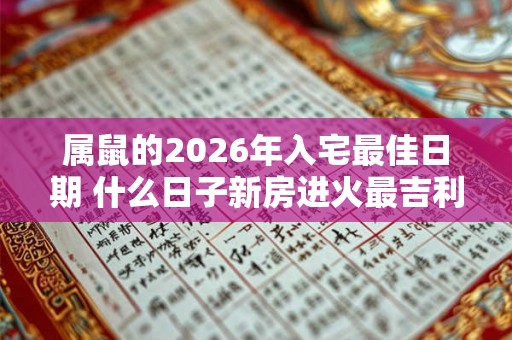 属鼠的2026年入宅最佳日期 什么日子新房进火最吉利 属鼠的2026年入宅最佳日期 什么日子新房进火最吉利