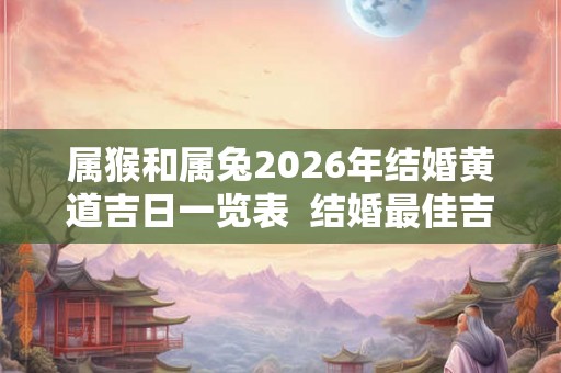 属猴和属兔2026年结婚黄道吉日一览表  结婚最佳吉日