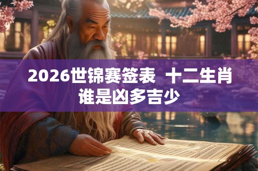 2026世锦赛签表  十二生肖谁是凶多吉少