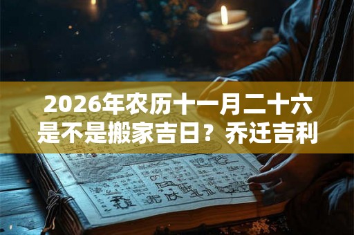 2026年农历十一月二十六是不是搬家吉日？乔迁吉利吗