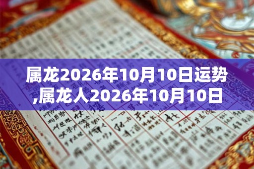 属龙2026年10月10日运势,属龙人2026年10月10日财运,生肖龙2026年10月10日运势