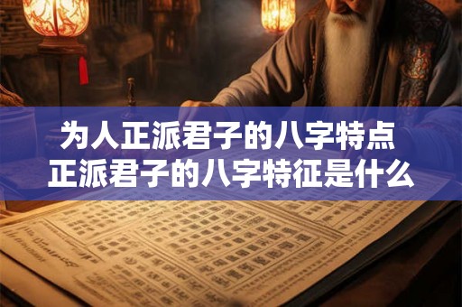 为人正派君子的八字特点 正派君子的八字特征是什么