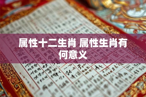 属性十二生肖 属性生肖有何意义