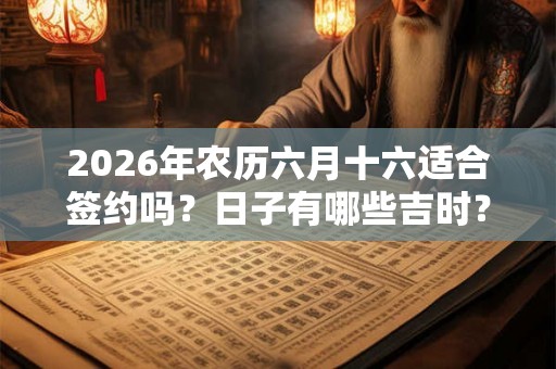 2026年农历六月十六适合签约吗？日子有哪些吉时？