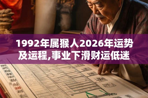 1992年属猴人2026年运势及运程,事业下滑财运低迷