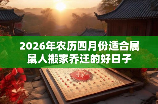 2026年农历四月份适合属鼠人搬家乔迁的好日子