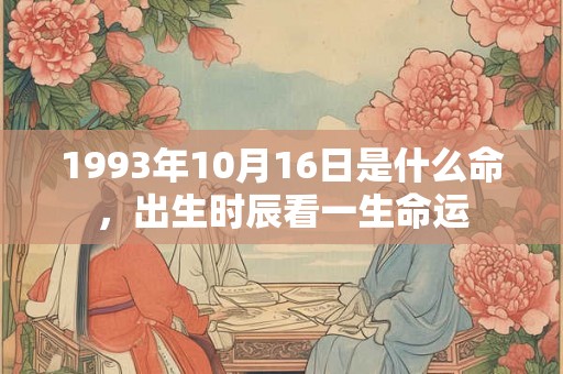 1993年10月16日是什么命，出生时辰看一生命运