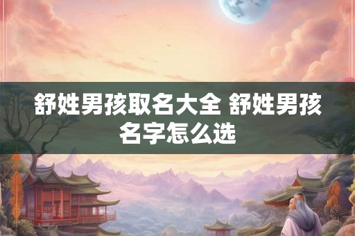 舒姓男孩取名大全 舒姓男孩名字怎么选