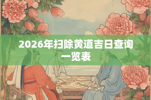 2026年扫除黄道吉日查询一览表