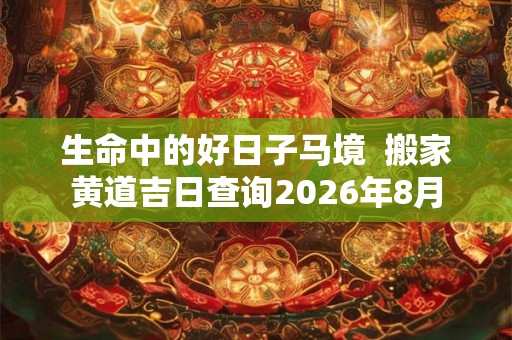 生命中的好日子马境  搬家黄道吉日查询2026年8月