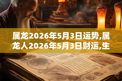 属龙2026年5月3日运势,属龙人2026年5月3日财运,生肖龙2026年5月3日运势