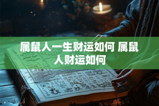 属鼠人一生财运如何 属鼠人财运如何
