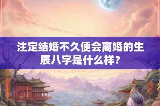 注定结婚不久便会离婚的生辰八字是什么样？