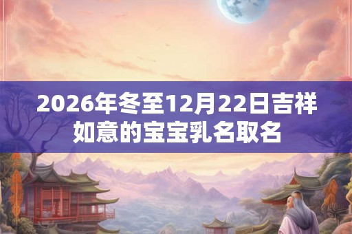2026年冬至12月22日吉祥如意的宝宝乳名取名