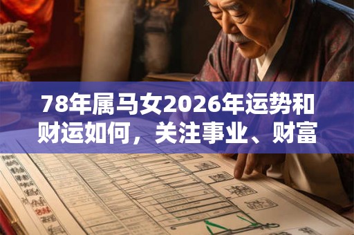 78年属马女2026年运势和财运如何，关注事业、财富、感情和健康