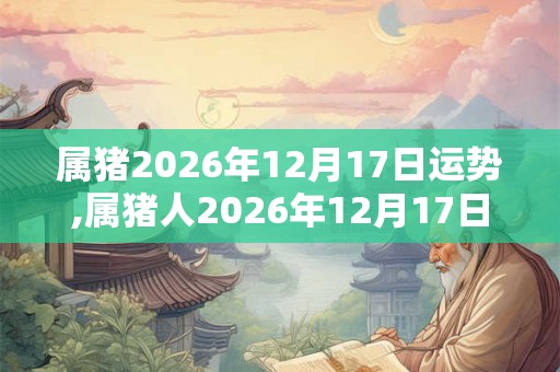 属猪2026年12月17日运势,属猪人2026年12月17日财运,生肖猪2026年12月17日运势
