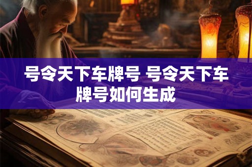 号令天下车牌号 号令天下车牌号如何生成