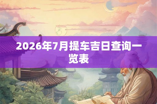 2026年7月提车吉日查询一览表