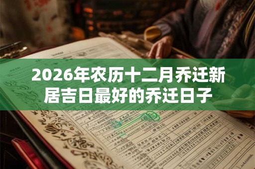 2026年农历十二月乔迁新居吉日最好的乔迁日子
