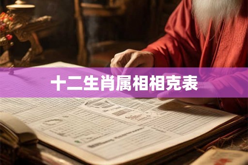 十二生肖属相相克表