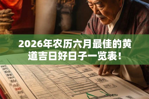 2026年农历六月最佳的黄道吉日好日子一览表！