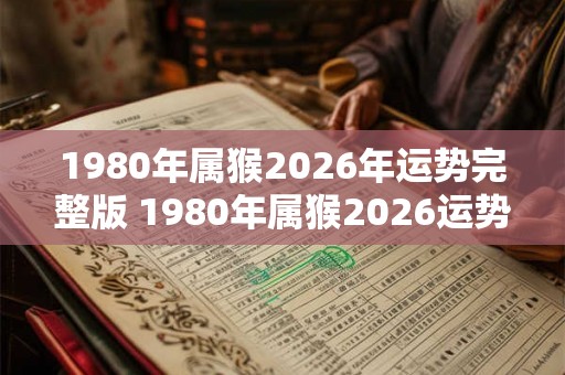 1980年属猴2026年运势完整版 1980年属猴2026运势如何