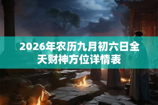 2026年农历九月初六日全天财神方位详情表