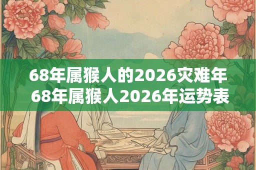 68年属猴人的2026灾难年 68年属猴人2026年运势表现