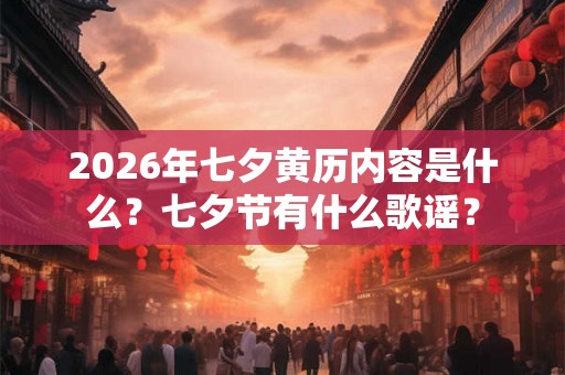 2026年七夕黄历内容是什么？七夕节有什么歌谣？