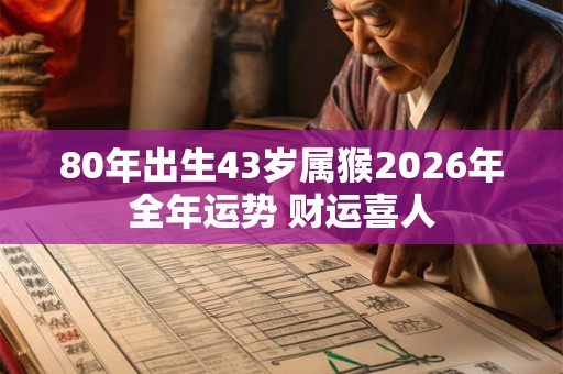 80年出生43岁属猴2026年全年运势 财运喜人 80年出生43岁属猴2026年全年运势 财运喜人