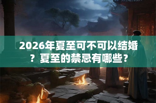 2026年夏至可不可以结婚？夏至的禁忌有哪些？