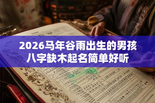 2026马年谷雨出生的男孩八字缺木起名简单好听