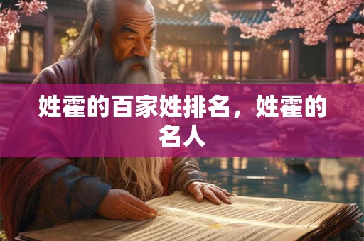 姓霍的百家姓排名，姓霍的名人