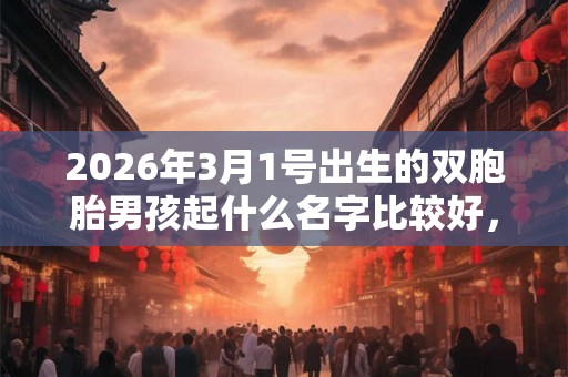2026年3月1号出生的双胞胎男孩起什么名字比较好，五行属什么