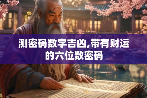 测密码数字吉凶,带有财运的六位数密码