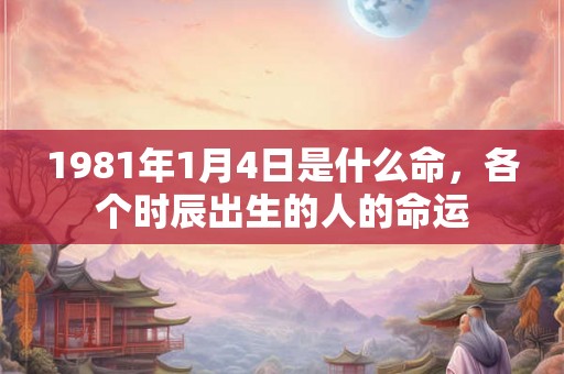 1981年1月4日是什么命，各个时辰出生的人的命运