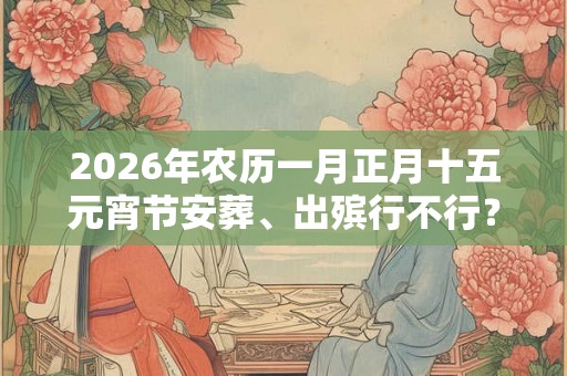 2026年农历一月正月十五元宵节安葬、出殡行不行？宜忌吉凶分析！