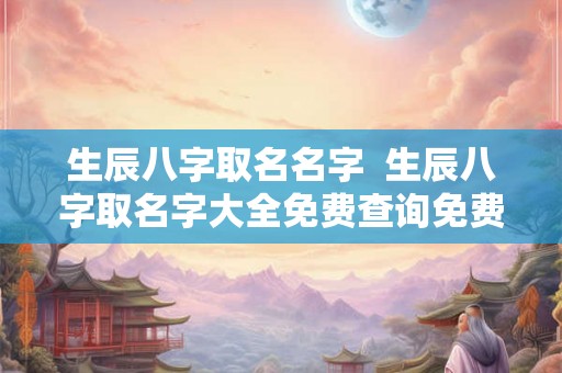 生辰八字取名名字  生辰八字取名字大全免费查询免费