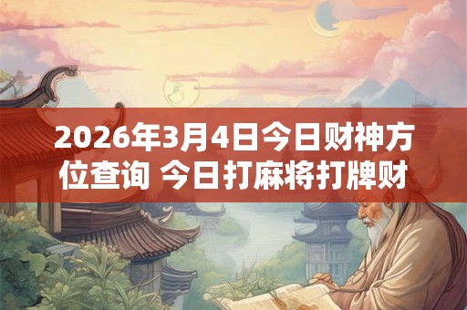 2026年3月4日今日财神方位查询 今日打麻将打牌财运方位