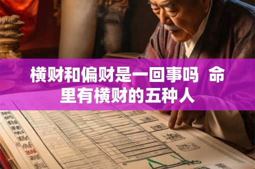 横财和偏财是一回事吗 命里有横财的五种人 横财和偏财是一回事吗 命里有横财的五种人