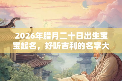 2026年腊月二十日出生宝宝起名，好听吉利的名字大全